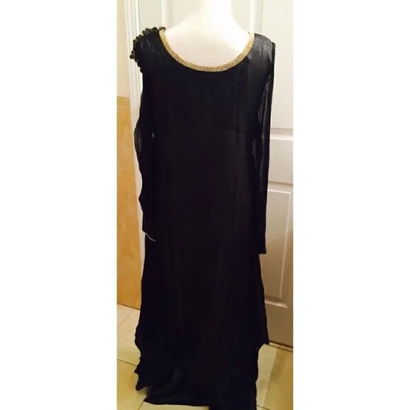 Indian Pakistani Eid Black Formal Maxi Dress Small - Picture 5 of 8